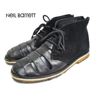 ニールバレット(NEIL BARRETT)のニールバレット レザー×スエード サンダルブーツ 黒 ブラック 40(サンダル)