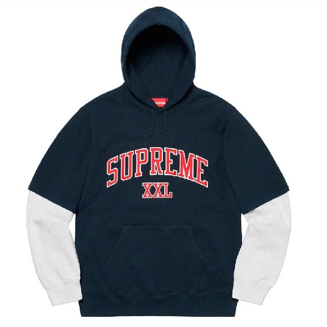 supreme XXL Hooded Sweatshirt ネイビー S