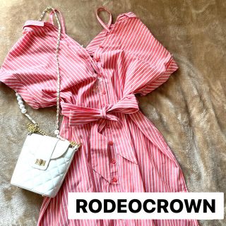 ロデオクラウンズ(RODEO CROWNS)の【未使用】レディースオフショルダーワンピース　シャツワンピース　フリーサイズ(ロングワンピース/マキシワンピース)