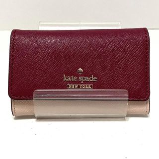 ケイトスペードニューヨーク(kate spade new york)のケイトスペード ピンク×ボルドー レザー(キーケース)