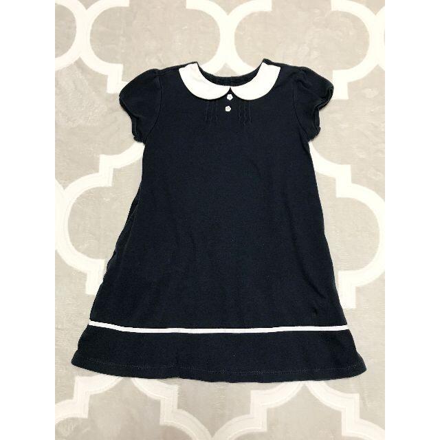 ☆最終お値下げ中☆♡お花ボタン♡紺ワンピース130cm キッズ/ベビー/マタニティのキッズ服女の子用(90cm~)(ワンピース)の商品写真