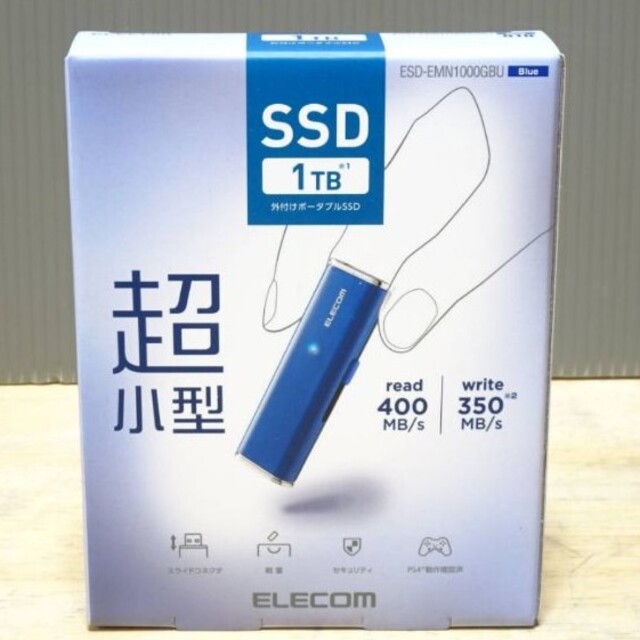 PC周辺機器新品ELECOM 付けポータブルSSD 1TB