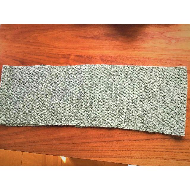 ブルーグリーン　スヌード　手編み　麻100%　リネン ハンドメイドのファッション小物(マフラー/ストール)の商品写真