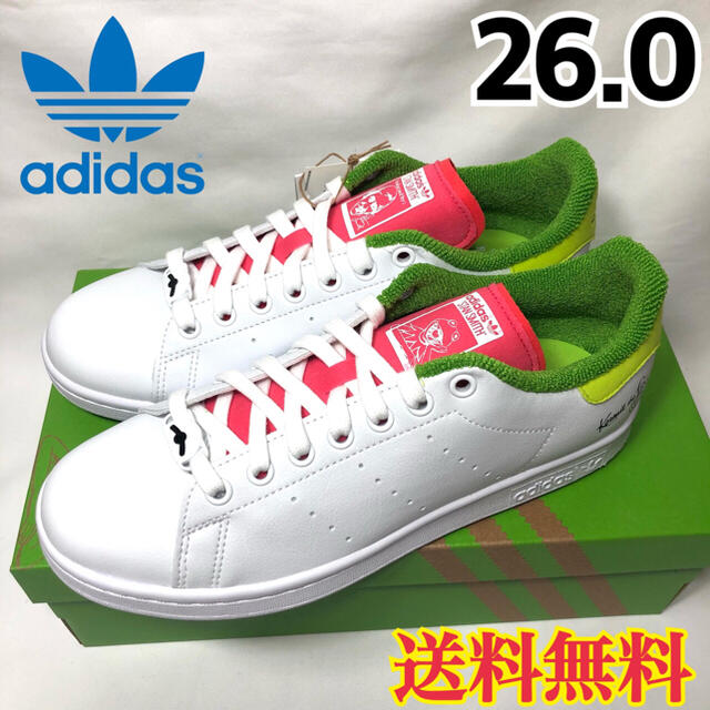 adidas(アディダス)の【新品】アディダス スタンスミス カーミット 白 ピンク グリーン 26.0 メンズの靴/シューズ(スニーカー)の商品写真