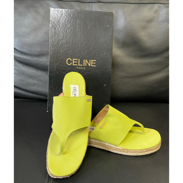 celine(セリーヌ)のCELINE ウェッジソール　トングサンダル　ライムグリーン　37 レディースの靴/シューズ(サンダル)の商品写真