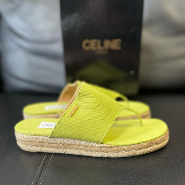 celine(セリーヌ)のCELINE ウェッジソール　トングサンダル　ライムグリーン　37 レディースの靴/シューズ(サンダル)の商品写真