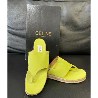 セリーヌ(celine)のCELINE ウェッジソール　トングサンダル　ライムグリーン　37(サンダル)