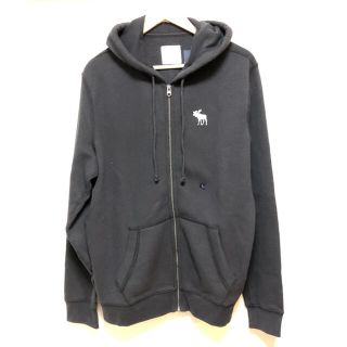 アバクロンビーアンドフィッチ(Abercrombie&Fitch)の【新品】アバクロ フルジップ フード付 パーカー ブラック Lサイズ(パーカー)