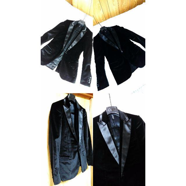 DIOR HOMME(ディオールオム)の正規美 Dior Homme スモーキングジャケット黒 ベルベット 最小38 メンズのジャケット/アウター(テーラードジャケット)の商品写真