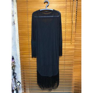 ザラ(ZARA)のZARA／黒シースルー、フリンジ、ワンピース(ロングワンピース/マキシワンピース)