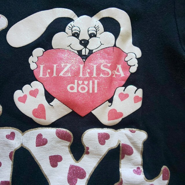 LIZ LISA doll(リズリサドール)のLIZ LISA doll/リズリサ  Tシャツ 黒 F★中古 キッズ/ベビー/マタニティのキッズ服女の子用(90cm~)(Tシャツ/カットソー)の商品写真