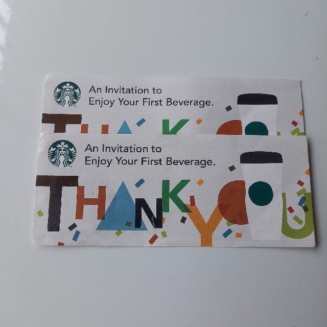 Starbucks Coffee(スターバックスコーヒー)のnon様専用　スタバドリンクチケット2枚 エンタメ/ホビーのトレーディングカード(その他)の商品写真