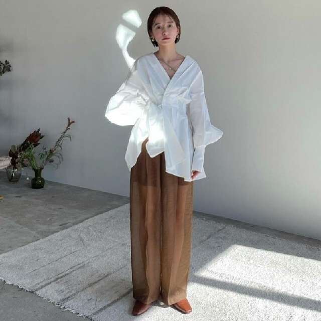 CLANE OFF SHOULDER TUCK BLOUSE オフショルダー