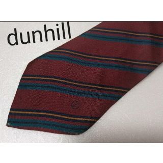 ダンヒル(Dunhill)の大人気★ダンヒルdunhill★ロゴ入り正統派ストライプ高級シルクネクタイ★特価(ネクタイ)