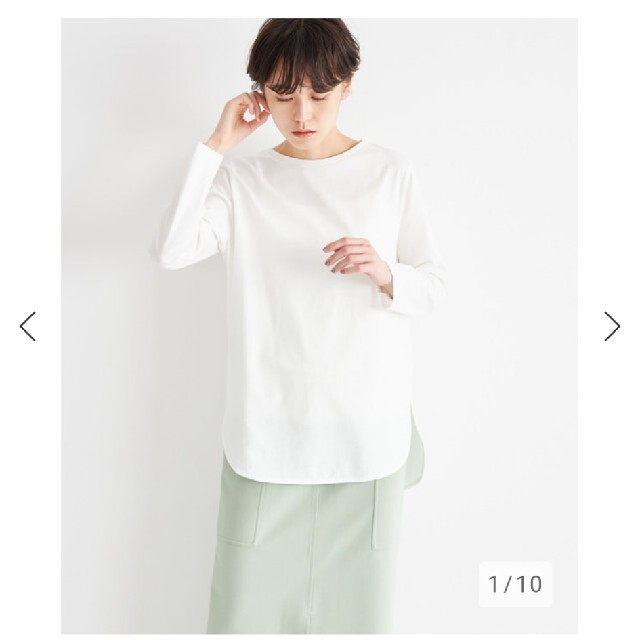 PLST(プラステ)のPLST　ラウンドヘムクルーネックTシャツ　M レディースのトップス(Tシャツ(半袖/袖なし))の商品写真