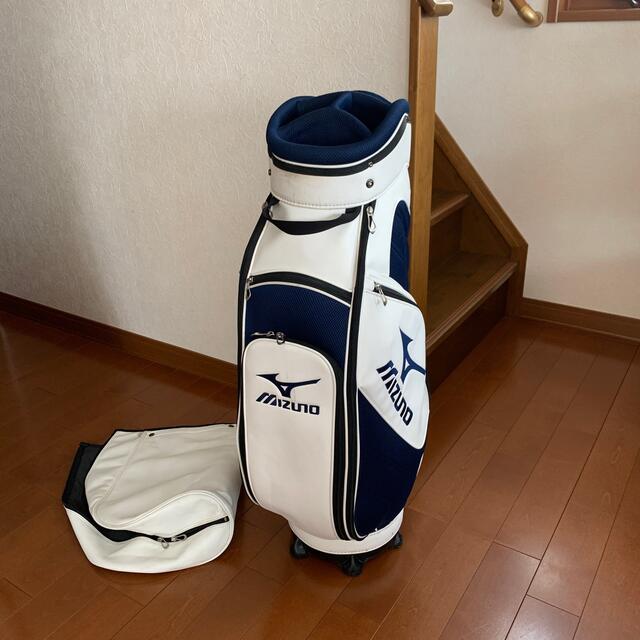 信頼のMizuno キャディバッグ❗️ランバードロゴ人気カラーホワイト/ブルー 3