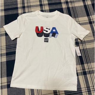 ギャップキッズ(GAP Kids)の新品未使用　GAPキッズ　120 半袖　ロゴＴシャツ　白USA(Tシャツ/カットソー)