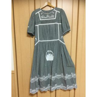 フランシュリッペ(franche lippee)のフランシュリッペ◆シェリーラファム◆バスケット猫刺繍ワンピース　サイズＭ(ロングワンピース/マキシワンピース)