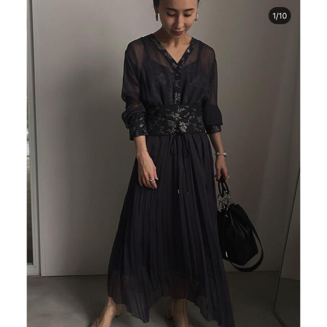 claire jacquard pleats dressロングワンピース/マキシワンピース