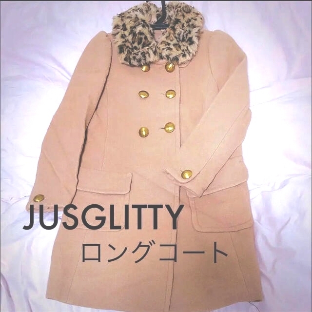 JUSGLITTY - JUSGLITTY♡キャメル衿ファー付ロングコート【美品】