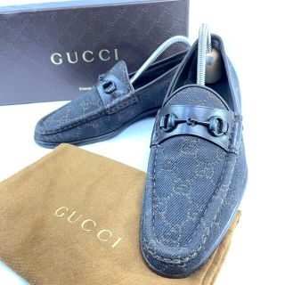 グッチ(Gucci)の【美品】グッチ ホースビット キャンパス GG柄 ローファー 35C(ローファー/革靴)