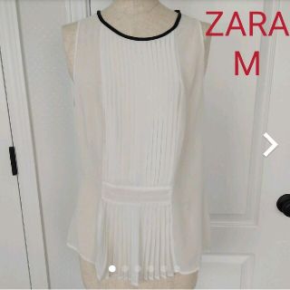 ザラ(ZARA)の【お値下げ】ZARA ノースリーブ　ブラウス　白　M(シャツ/ブラウス(半袖/袖なし))