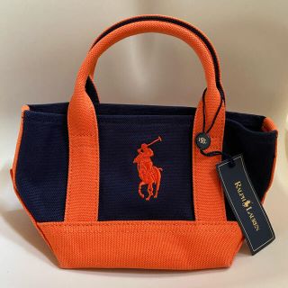 ポロラルフローレン(POLO RALPH LAUREN)の★ポロ ラルフローレン★ミニ トートバッグ オレンジ ネイビー 新品 タグ付き(トートバッグ)