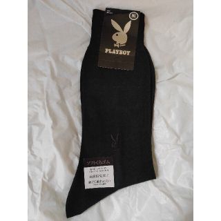 プレイボーイ(PLAYBOY)のプレイボーイ 両面刺繍 靴下 ソックス  26センチ ブラック PLAYBOY(ソックス)