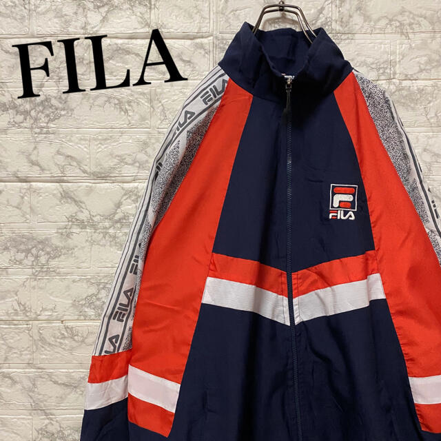 FILA 年代 バイカラーナイロンブルゾン デカロゴ 刺繍