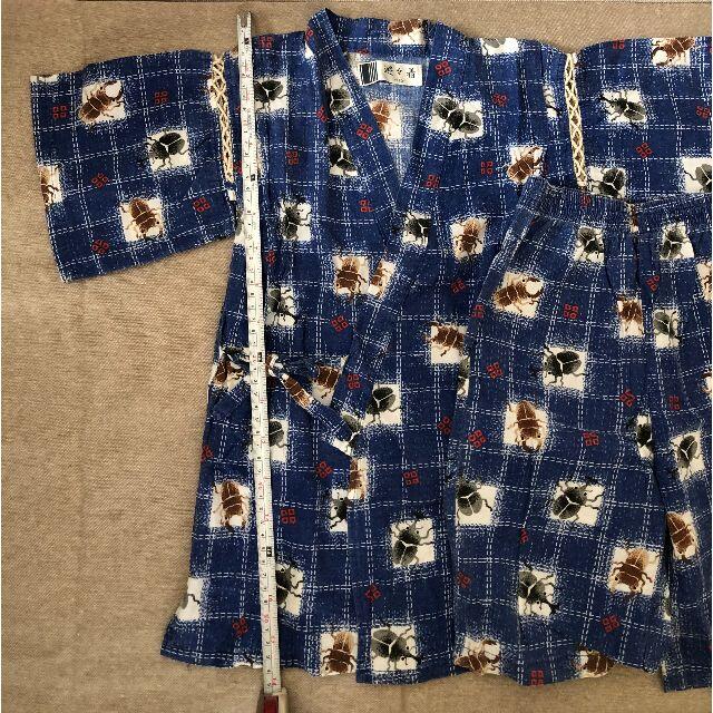 キッズ　甚平　120　男児　カブトムシ　紺よりの青 キッズ/ベビー/マタニティのキッズ服男の子用(90cm~)(甚平/浴衣)の商品写真