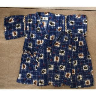 キッズ　甚平　120　男児　カブトムシ　紺よりの青(甚平/浴衣)