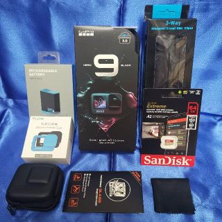 ⚫専用品8点セット！HERO9 Black⑤ 4K対応SD128GB　3way(ビデオカメラ)