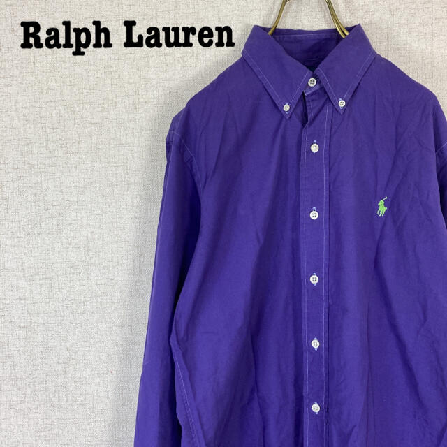 POLO RALPH LAUREN(ポロラルフローレン)の90s ラルフローレン BDシャツ ワンポイント 刺繍ロゴ パープル メンズのトップス(シャツ)の商品写真