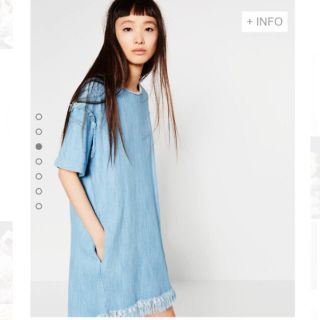 ザラ(ZARA)のJumpman様専用！！新品☆ザラフリンジデニムワンピ(ひざ丈ワンピース)