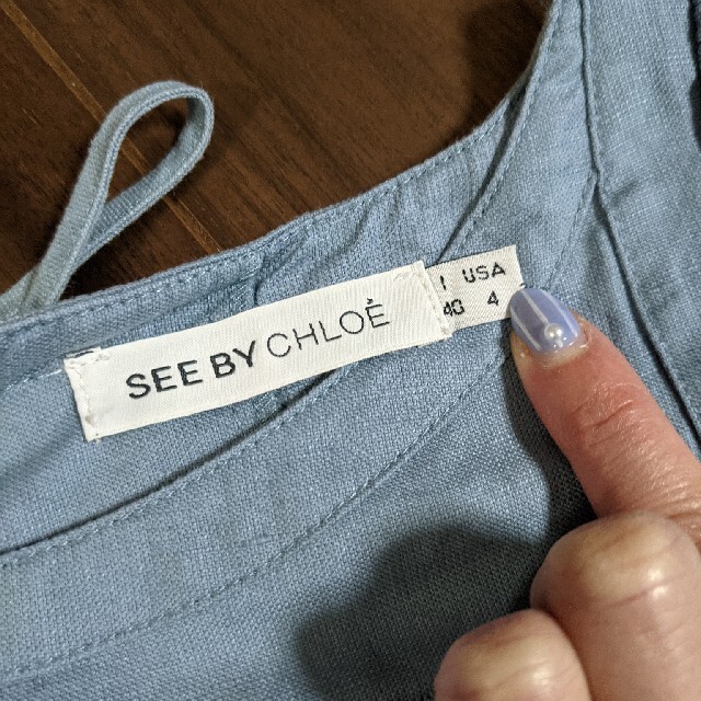 ★SEE BY CHLOE★半袖ワンピース　綿×麻　水色 4