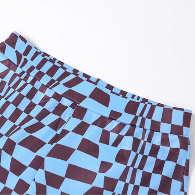 【ラスト一点】Checker pants チェック柄 青 サイケデリック レディースのパンツ(カジュアルパンツ)の商品写真