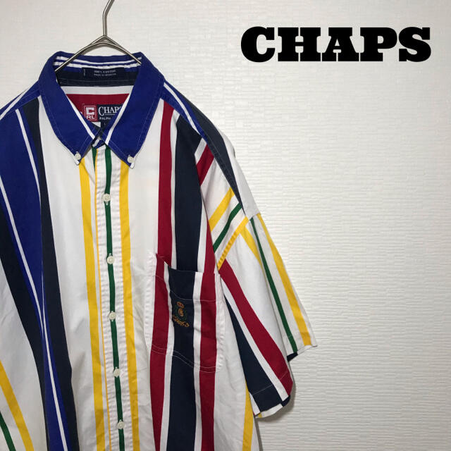 チャップス CHAPS ラルフローレン シャツ 半袖 L ストライプ カラフル