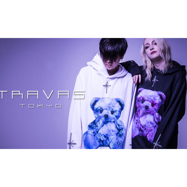 TRAVAS TOKYO  クマ フーディー（BLACK×PINK） メンズのトップス(パーカー)の商品写真