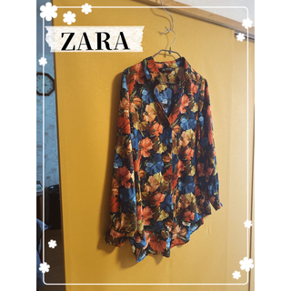 ザラ(ZARA)の【超美品】ZARA☆大人気 シースルー 花柄 オーバーシャツ ※着画有(シャツ/ブラウス(長袖/七分))