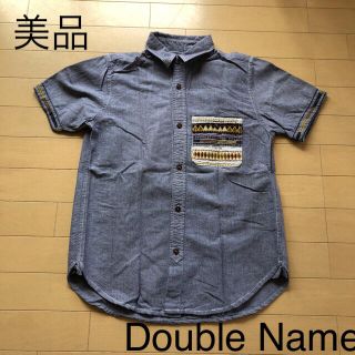 ダブルネーム(DOUBLE NAME)の美品☆ダブルネーム　刺繍ポケット　ダンガリーシャツ(シャツ/ブラウス(半袖/袖なし))