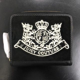 ジューシークチュール(Juicy Couture)の【◆Ki829】JUICY COUTURE - ベロア×レザー 黒 ２つ折り財布(財布)