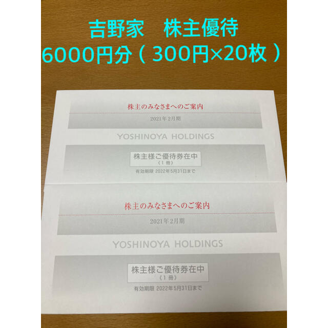 吉野家 株主優待 6000円分(300円×20枚)