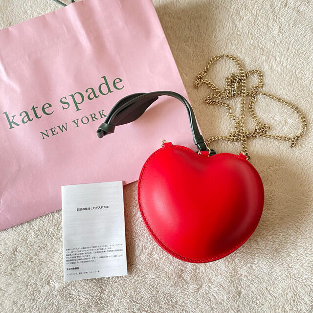 ケイトスペード ミニハートショルダーバッグ　ハート型　レッド　katespade