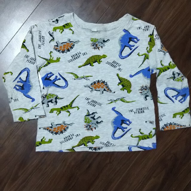 恐竜ロングTシャツ　100cm キッズ/ベビー/マタニティのキッズ服男の子用(90cm~)(Tシャツ/カットソー)の商品写真