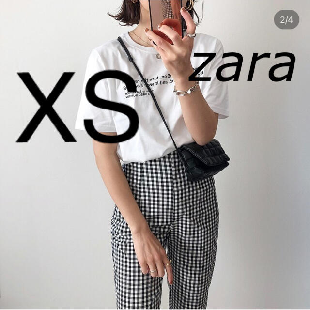 カジュアルパンツZARA ハイライズギンガムチェックパンツ　XS