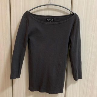 アニエスベー(agnes b.)のアニエスベー 七分袖ボートネックｔシャツ ダークグレー(Tシャツ(長袖/七分))