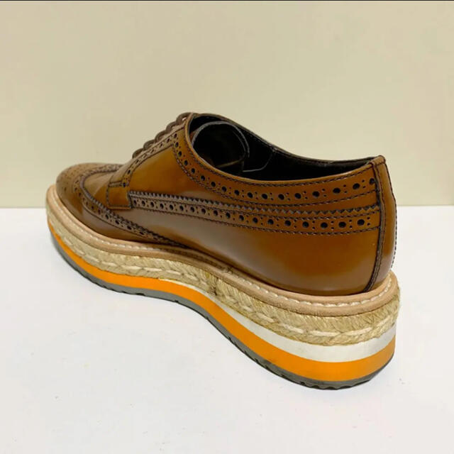☆良品 プラダ PRADA エスパドリーユ ウイングチップ シューズ イタリア製