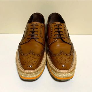 イタリア製 プラダ PRADA Uチップ スクエアトゥシューズ　９(29cm相当