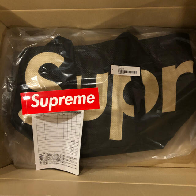 20SS Supreme Raffia Tote  Black