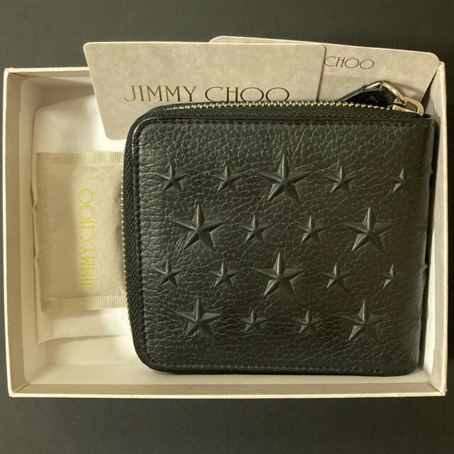 JIMMY CHOO(ジミーチュウ)のジミーチュウ　ラウンドファスナー　折財布 LAWRENCE EMG BLACK メンズのファッション小物(折り財布)の商品写真